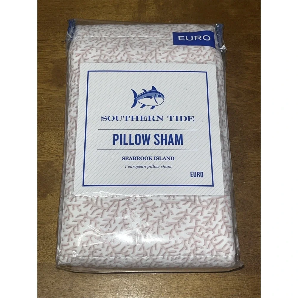 Southern Tide Pair of Euro Pillow Shams Seabrook Island Coral Pink 26x26 New